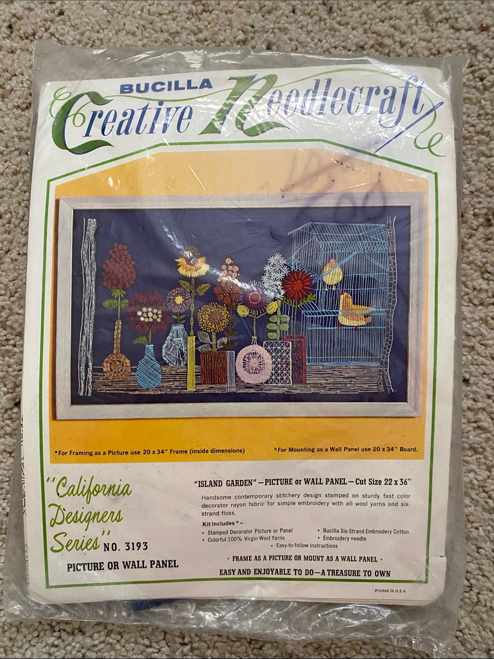 Bucilla Creative Needlecraft “Island Garden” Picture or Wall Panel Kit.